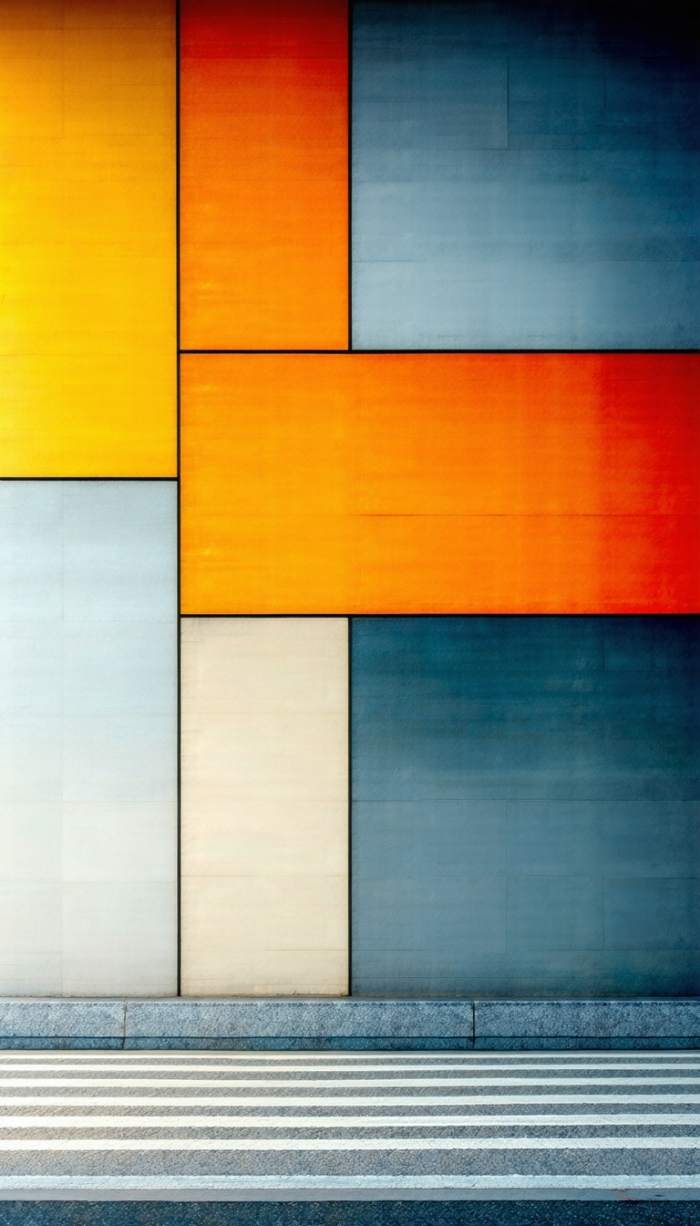 추상적인 색상 블록 벽, 색상 블록, 추상, 건축, 디자인, 벽, 기하학