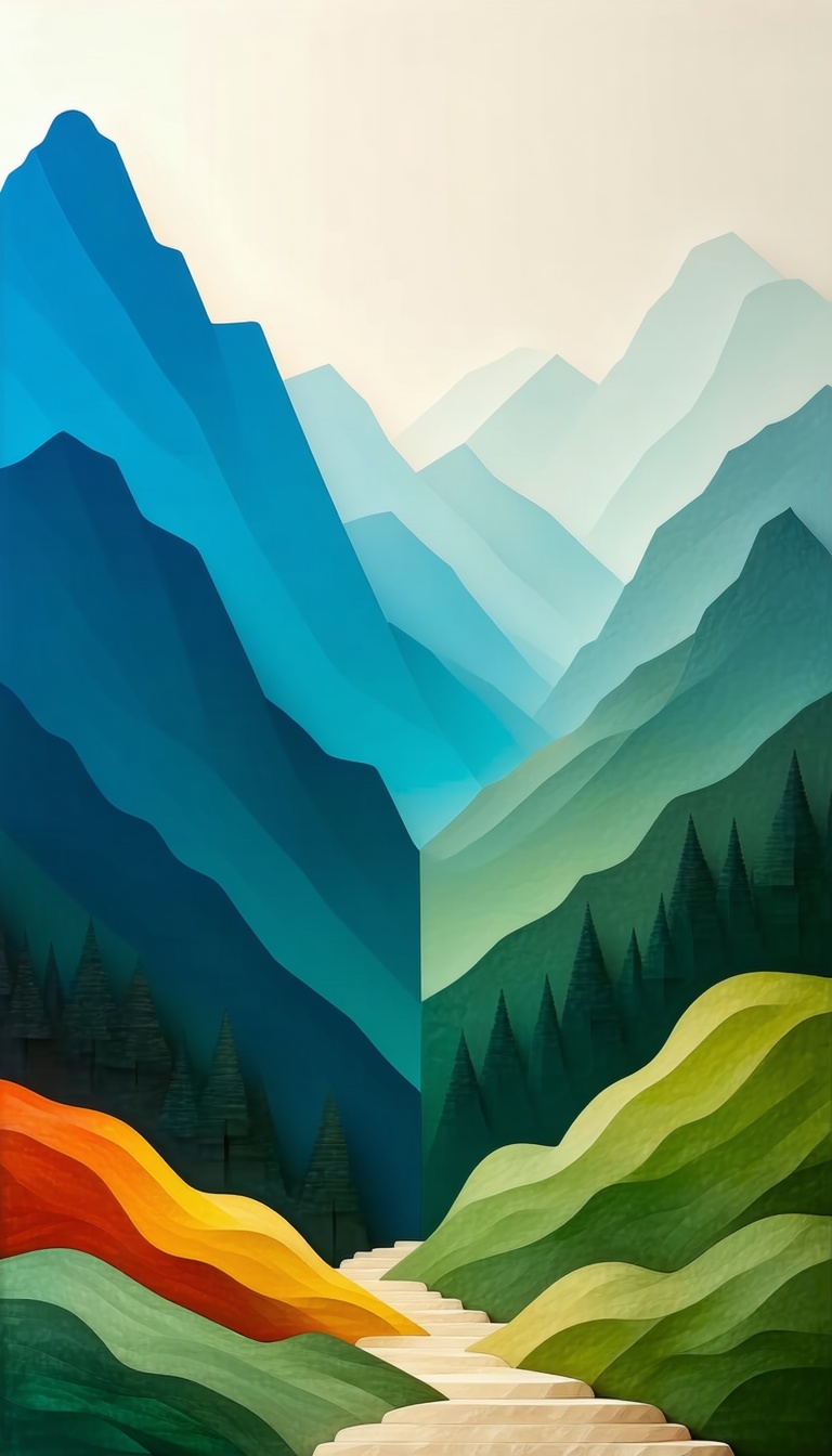 종이공예 산 풍경, 종이공예, 산, 풍경, 자연, 아트, 그림