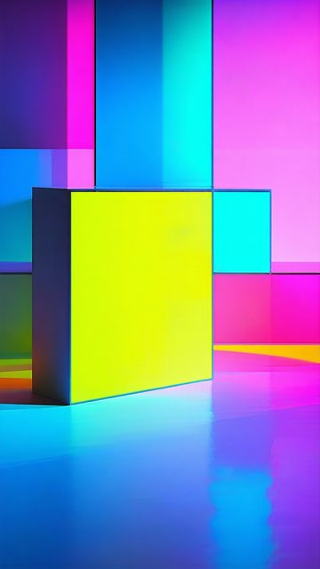 네온 컬러 추상 조형물