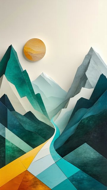 추상적인 산과 강 풍경