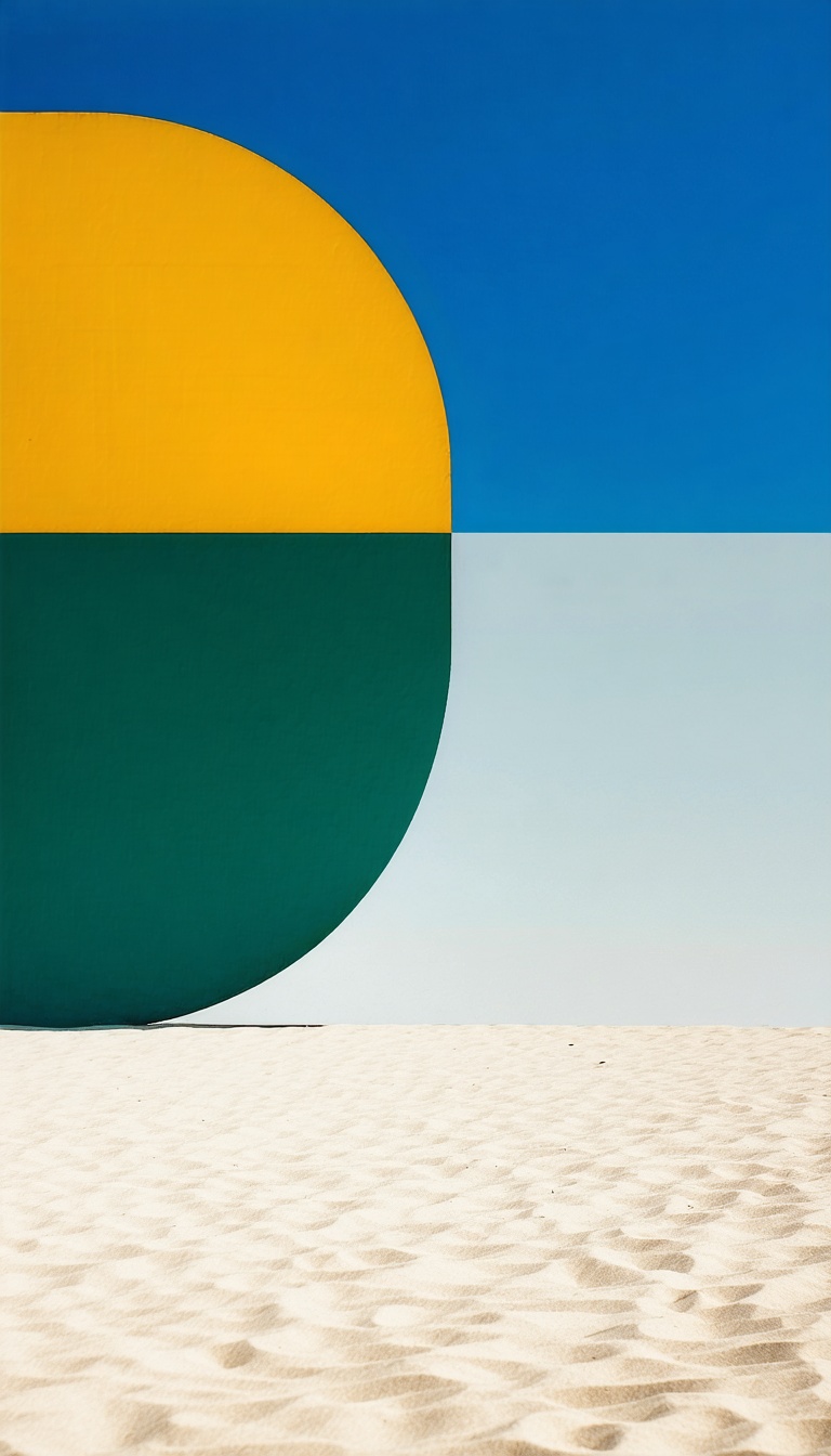 모래사장 위의 추상 조형물, 추상, 조형물, 미니멀리즘, 모래사장, 바다, 색감