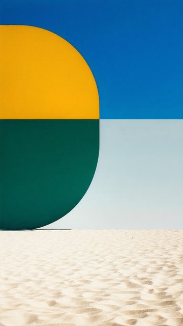 모래사장 위의 추상 조형물