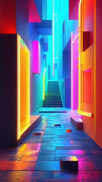 네온빛 도시 골목길