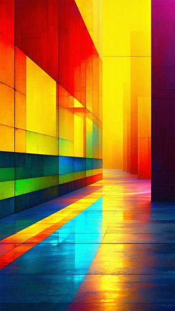색색의 건축물 통로
