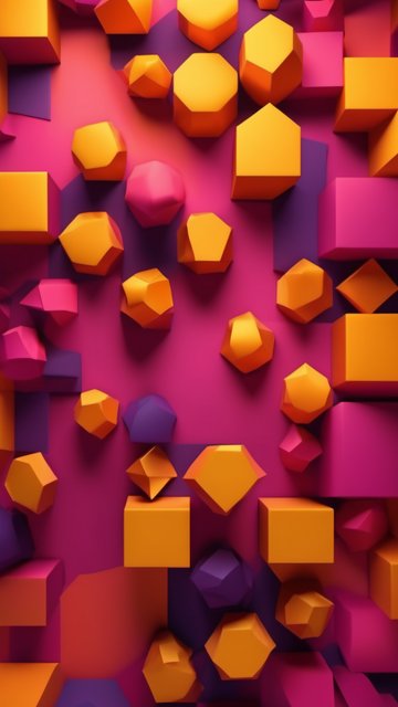 다채로운 기하학적 입체 도형 배경