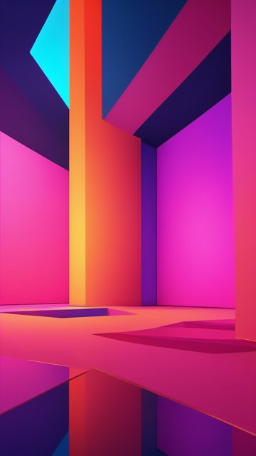 생동감 넘치는 네온 컬러 기하학적 공간