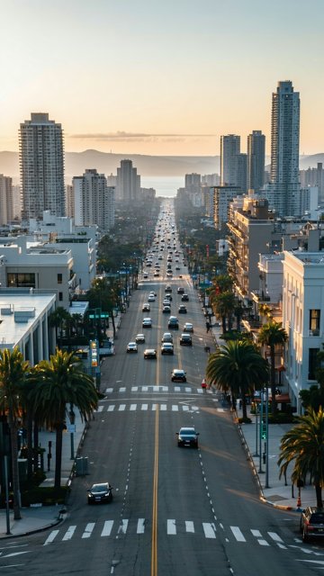 일출 무렵의 도시 고속도로 풍경