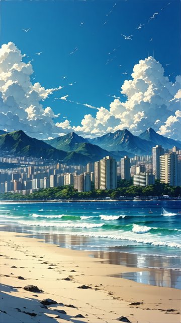 푸른 바다와 도시의 아름다운 풍경