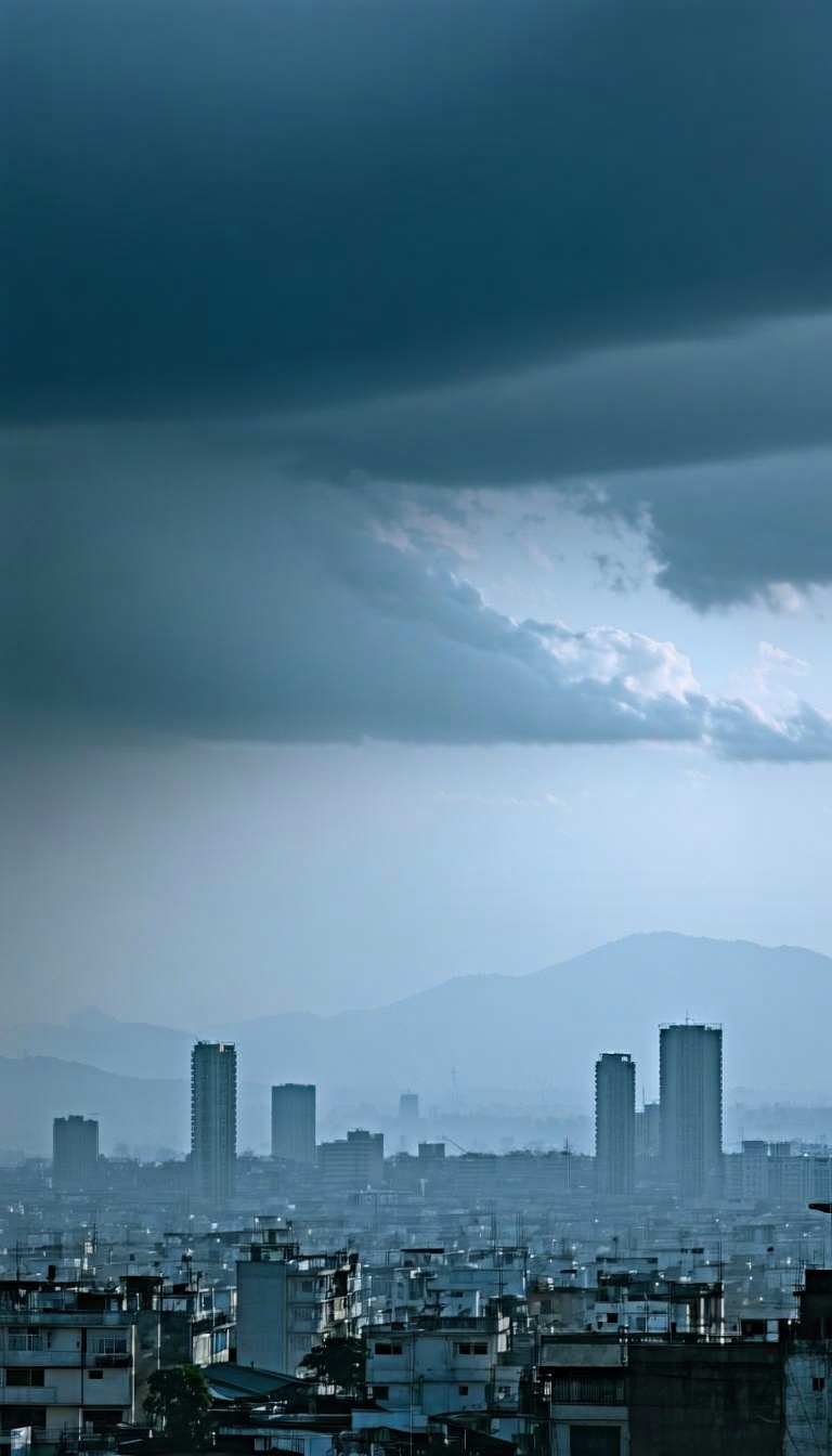 흐린 날의 도시 풍경, 도시, 풍경, 구름, 하늘, 건물, 고층건물