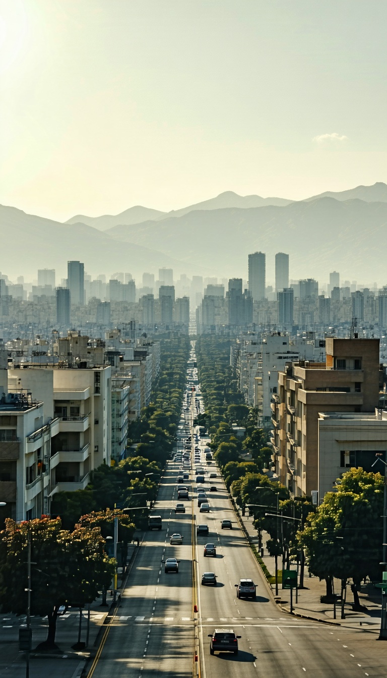 도시 고속도로와 산맥, 도시, 도로, 고속도로, 산맥, 건물, 풍경