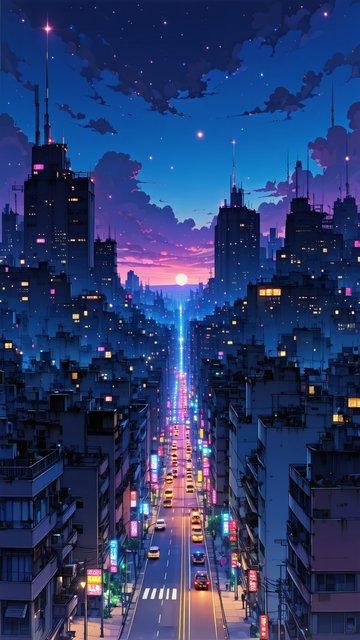 밤 도시의 아름다운 거리 풍경