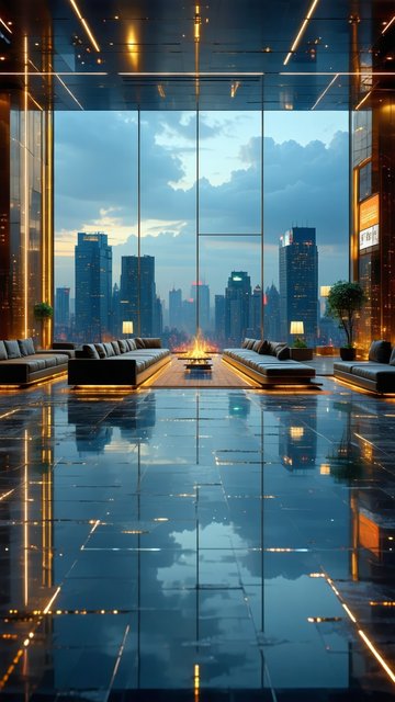 고층 빌딩 야경 라운지