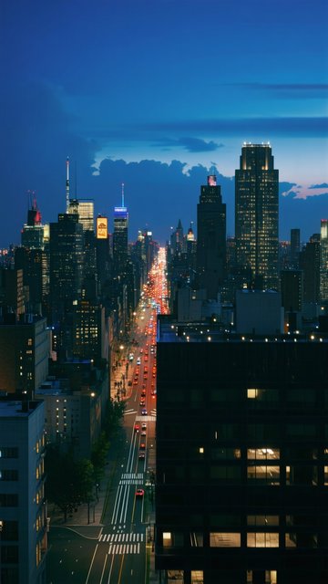 뉴욕 밤거리의 아름다운 야경