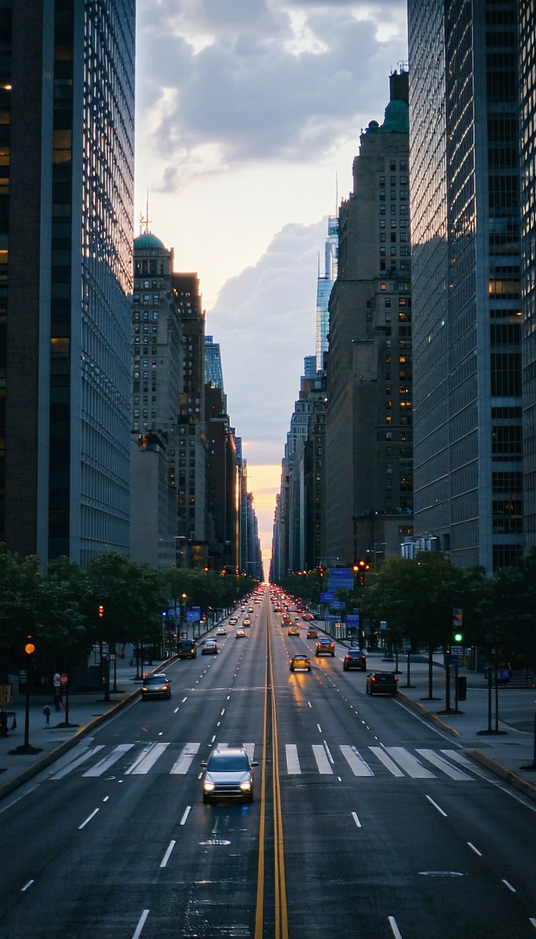 뉴욕의 도시 풍경, 뉴욕, 도시, 풍경, 고층빌딩, 도로, 차량