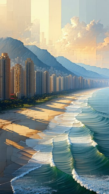 해변 도시의 아침 풍경