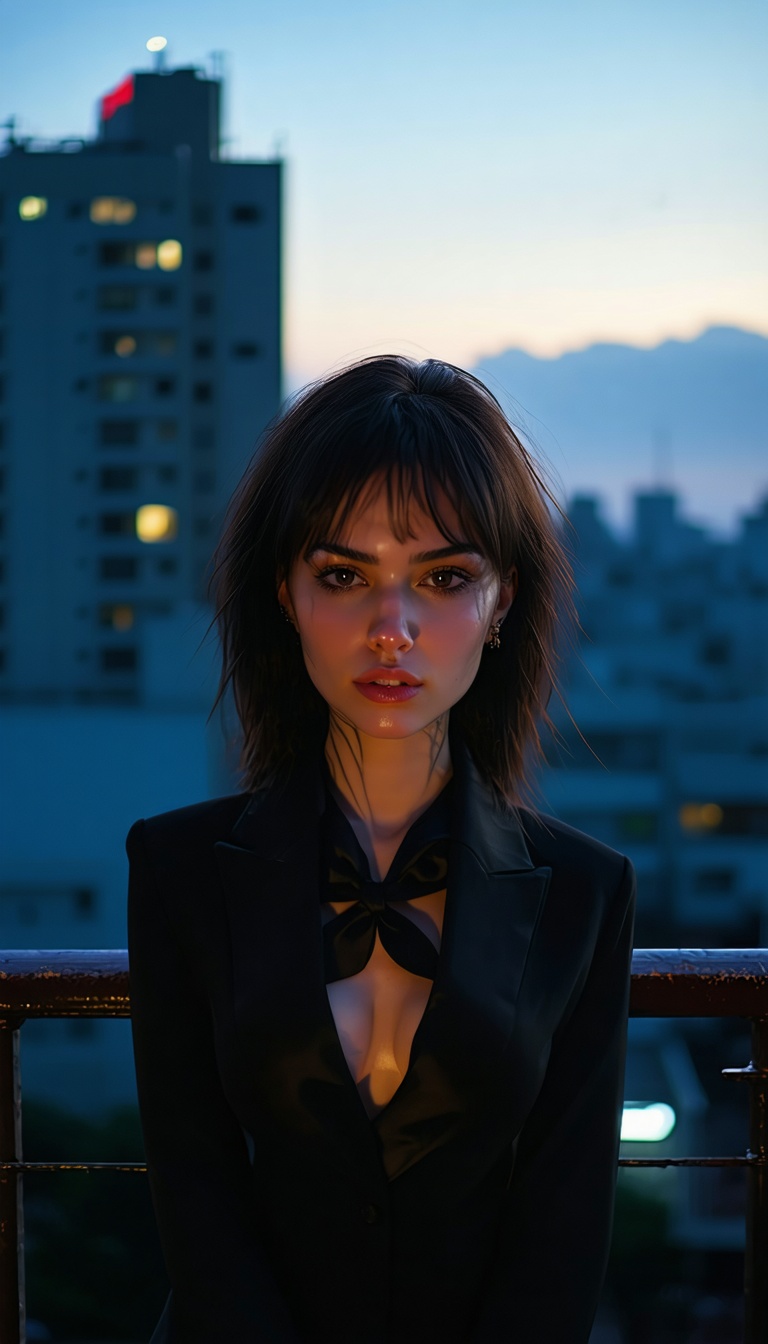 도시 야경 속 우아한 여성, 여성, 인물사진, 야경, 도시, 모델, 세련됨