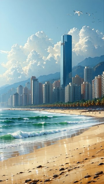 도시 해변의 아름다운 풍경