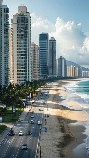 해변 도시의 아침 풍경