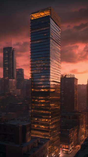 도심 고층 빌딩의 황혼