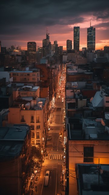 황혼의 도시 불빛 거리