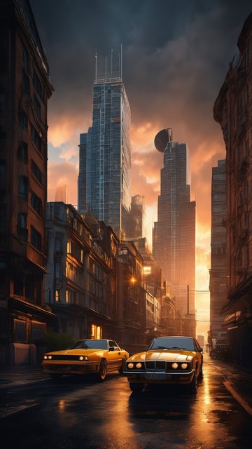 황혼의 도시: 클래식카 거리