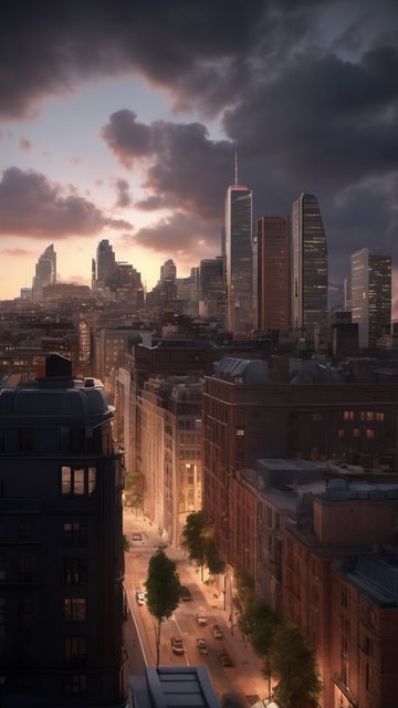 황혼녘 도시 스카이라인