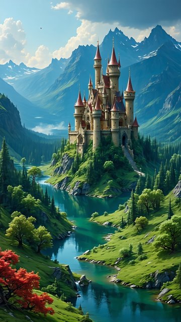 산 중턱의 아름다운 성