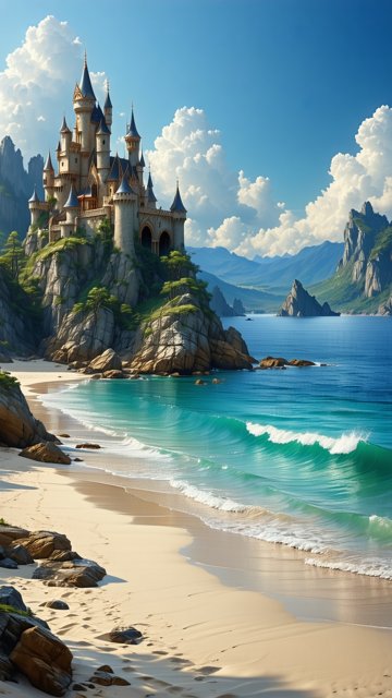 바닷가 절벽 위의 아름다운 성