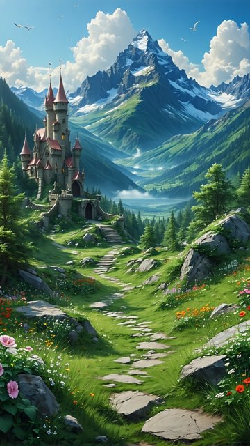 산 속의 아름다운 성