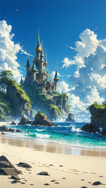 바닷가 절벽 위의 아름다운 성