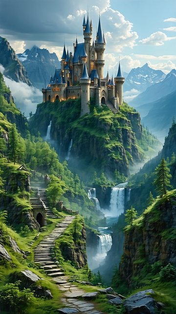 웅장한 산 위의 성