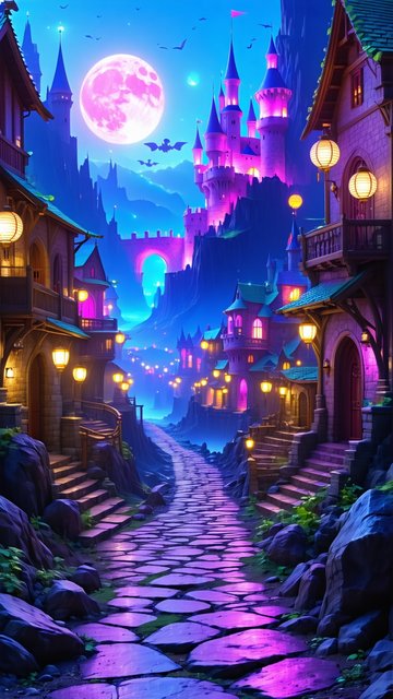 밤의 마법 마을과 성