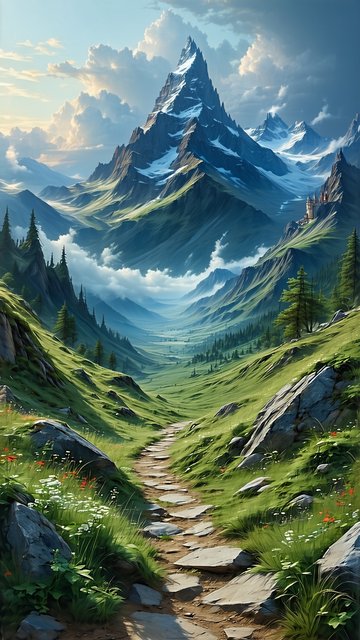 웅장한 산맥과 초원길