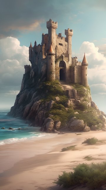 해변 절벽 위의 신비로운 고성