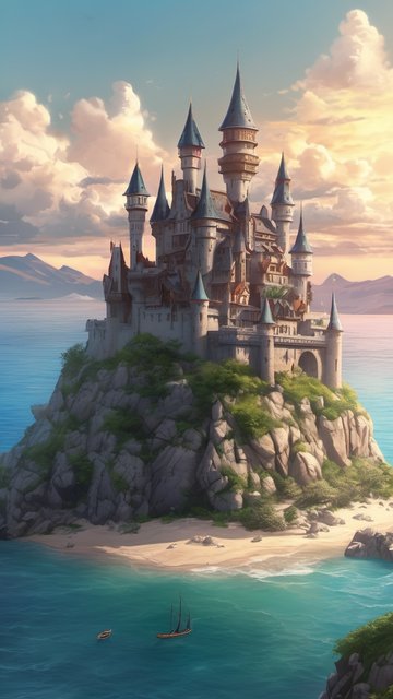 푸른 바다 위 동화 속 성