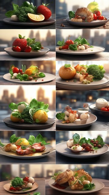 다양한 건강식 고메 요리 모음