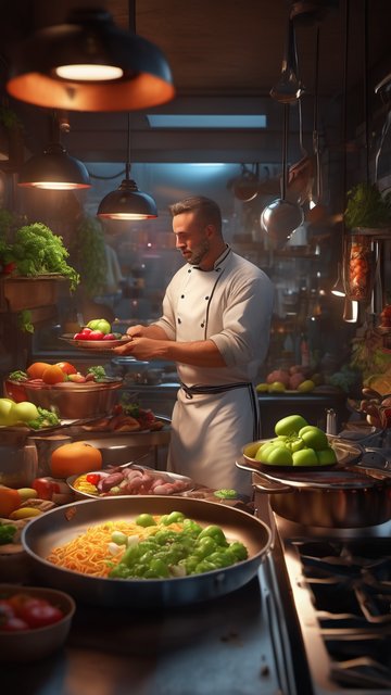 전문 셰프의 주방: 신선한 재료 준비