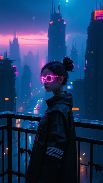 네온빛 사이버펑크 도시 풍경