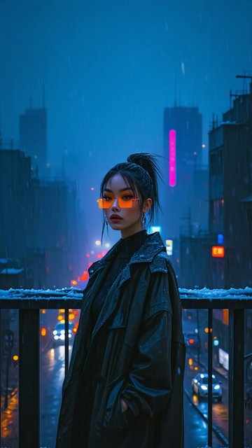 밤거리의 스타일리쉬한 여성