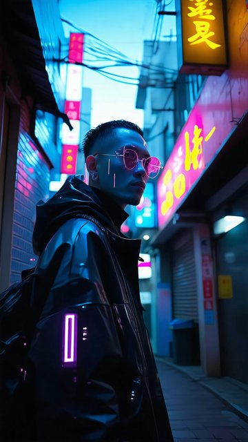 네온빛 도시의 사이버펑크 패션