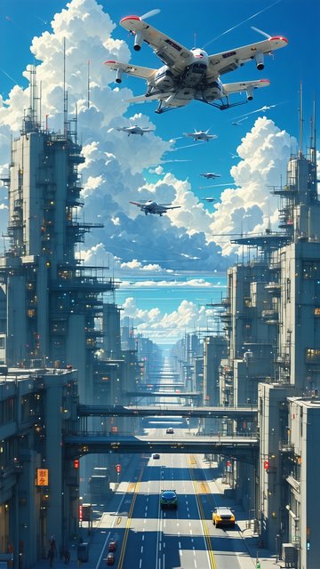 미래 도시의 스카이라인