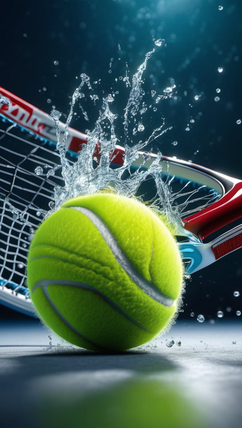 테니스 볼의 역동적인 물방울 스매시, 테니스, 테니스볼, 물방울, 스플래시, 역동적인, 스포츠