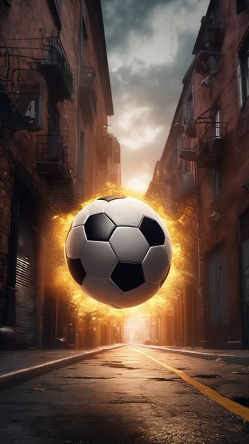 황금빛 에너지 축구공: 도시의 열정